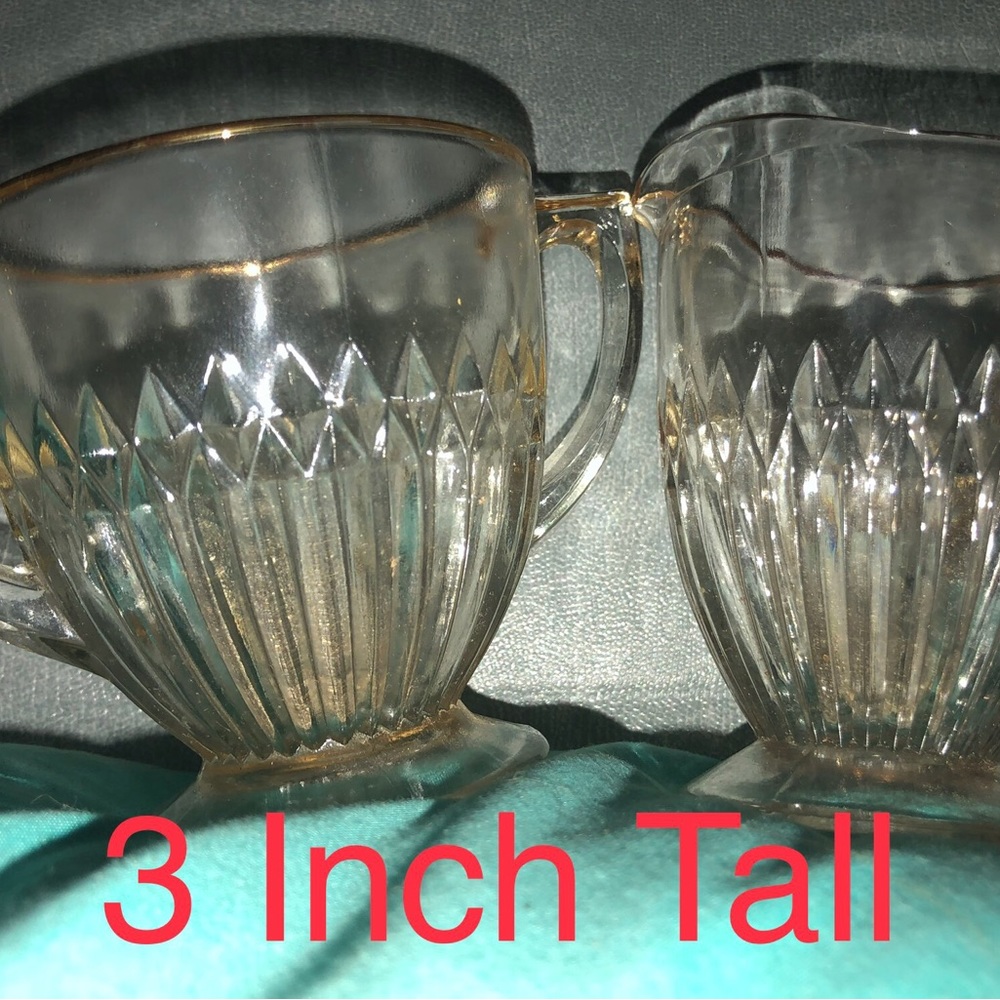 VINTAGE JEANNETTE "NATIONAL" CLEAR GLASS SUGAR & CREAMER